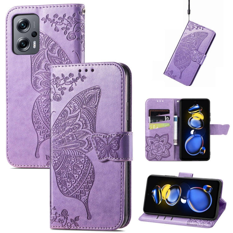 For Xiaomi Redmi Note 11T Butterfly Love Flower Embossed Horizontal Flip Leather Phone Case