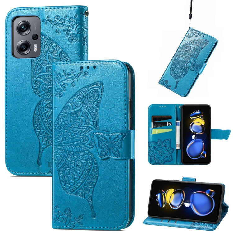 For Xiaomi Redmi Note 11T Butterfly Love Flower Embossed Horizontal Flip Leather Phone Case