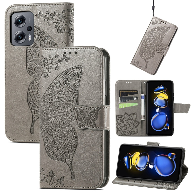 For Xiaomi Redmi Note 11T Butterfly Love Flower Embossed Horizontal Flip Leather Phone Case