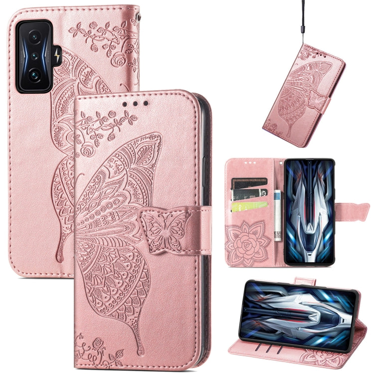 For Xiaomi Redmi K50 Gaming Butterfly Love Flower Embossed Horizontal Flip Leather Phone Case