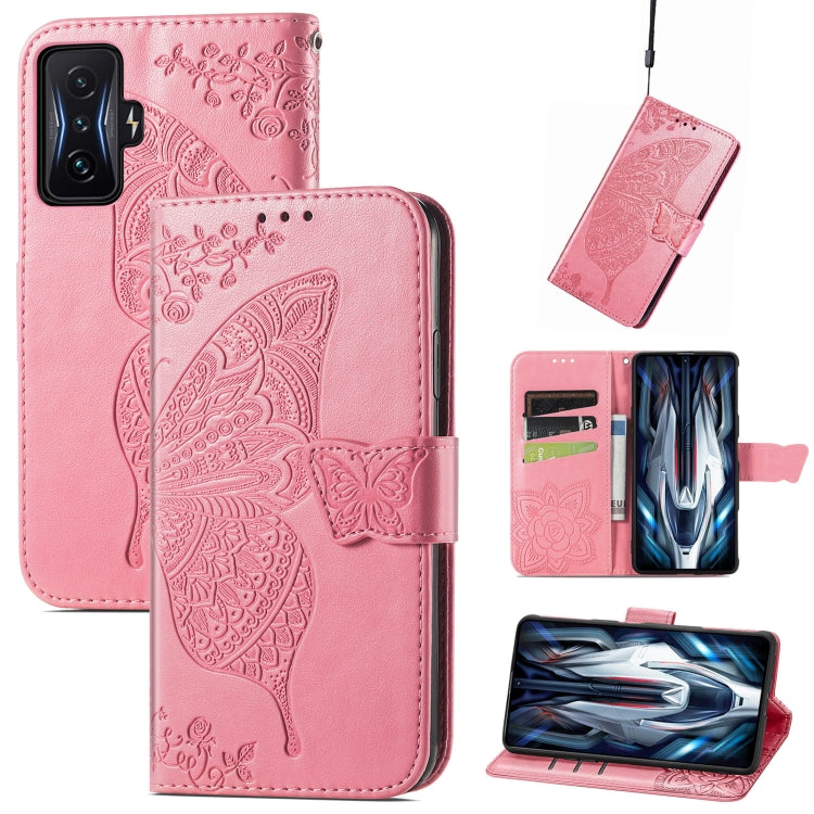 For Xiaomi Redmi K50 Gaming Butterfly Love Flower Embossed Horizontal Flip Leather Phone Case