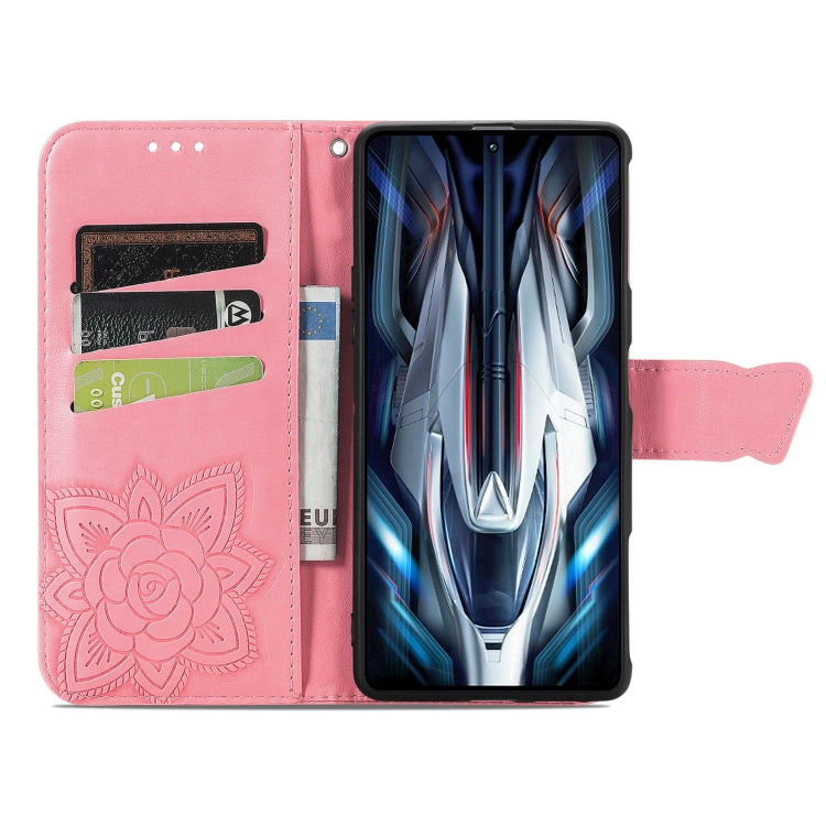 For Xiaomi Redmi K50 Gaming Butterfly Love Flower Embossed Horizontal Flip Leather Phone Case