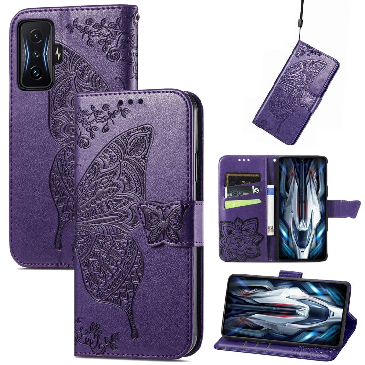 For Xiaomi Redmi K50 Gaming Butterfly Love Flower Embossed Horizontal Flip Leather Phone Case
