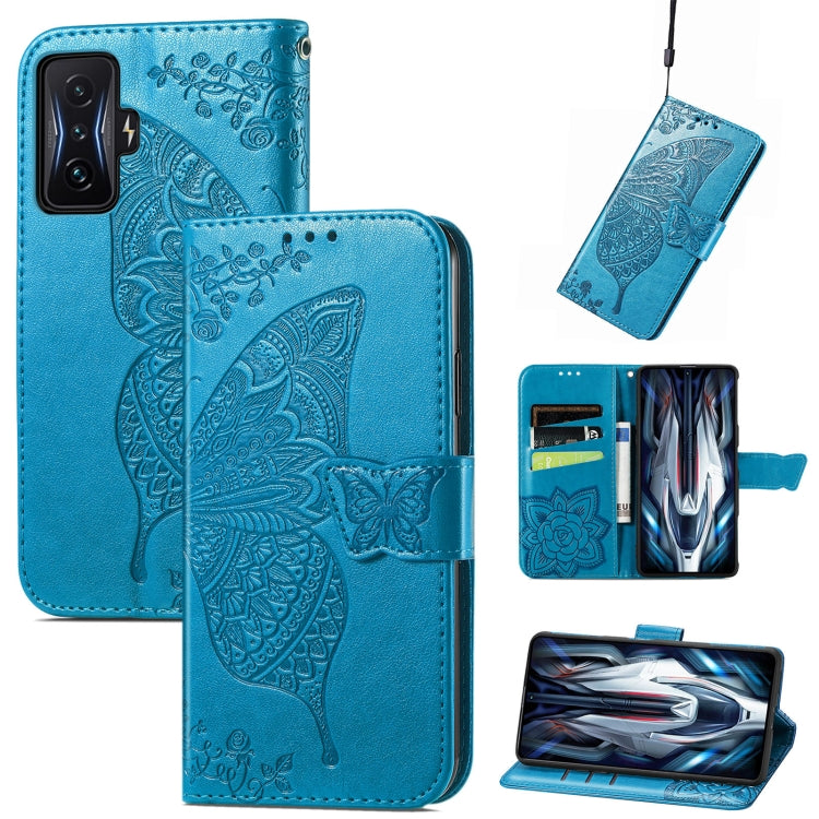 For Xiaomi Redmi K50 Gaming Butterfly Love Flower Embossed Horizontal Flip Leather Phone Case