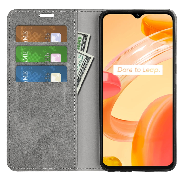 For OPPO Realme C30 4G Retro-skin Magnetic Suction Leather Phone Case