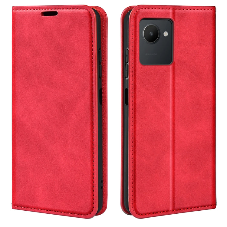 For OPPO Realme C30 4G Retro-skin Magnetic Suction Leather Phone Case