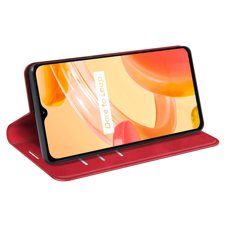 For OPPO Realme C30 4G Retro-skin Magnetic Suction Leather Phone Case