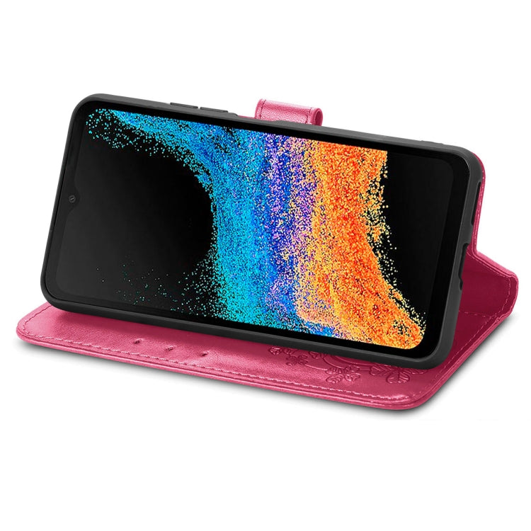 For Samsung Galaxy Xcover6 Pro Four-leaf Embossed Clasp Buckle Leather Phone Case