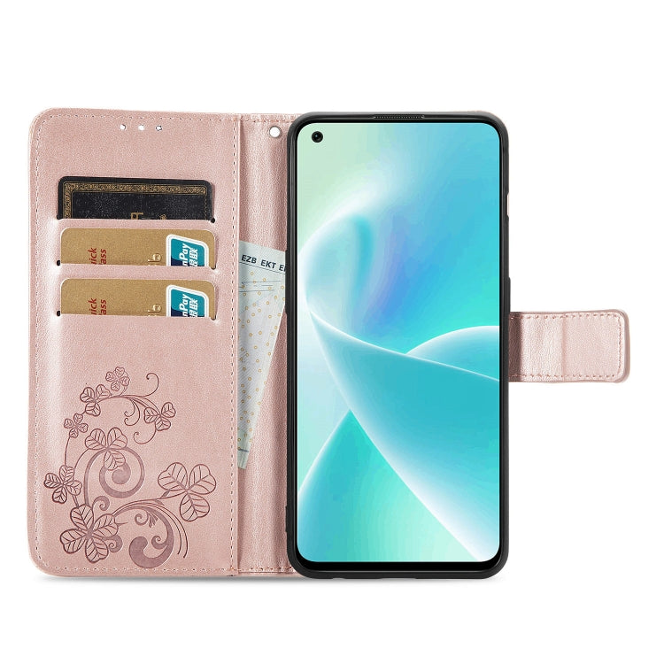 For OnePlus Nord 2T Four-leaf Clasp Embossed Buckle Leather Phone Case