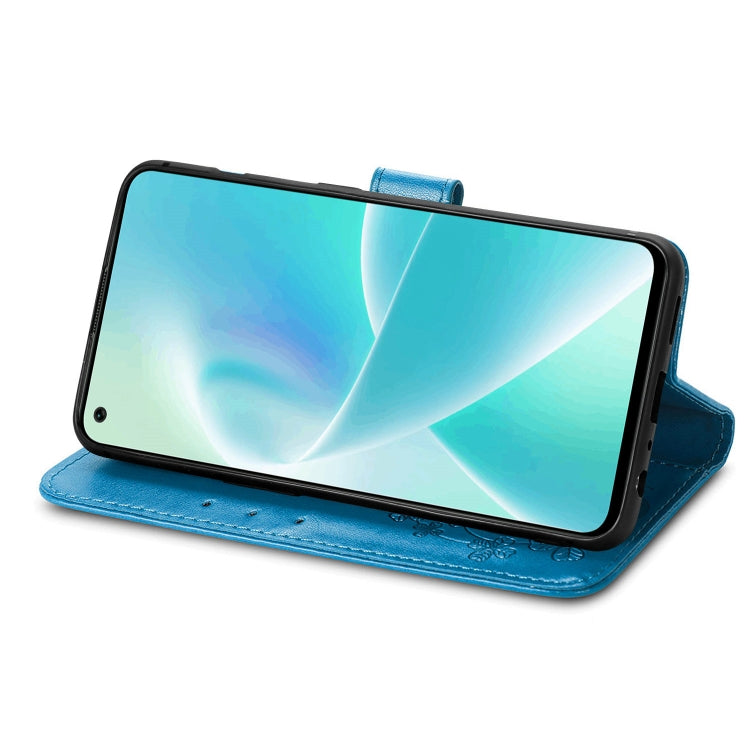 For OnePlus Nord 2T Four-leaf Clasp Embossed Buckle Leather Phone Case