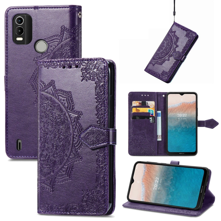 For Nokia C21 Plus Mandala Flower Embossed Leather Phone Case