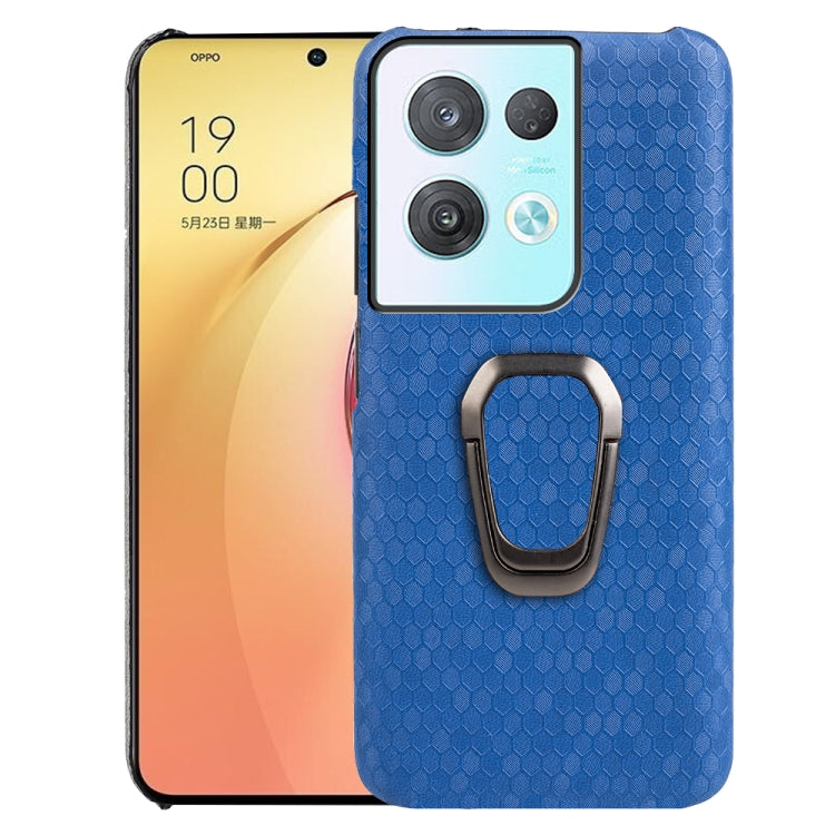 For OPPO Reno8 Pro Plus 5G Ring Holder Honeycomb PU Phone Case