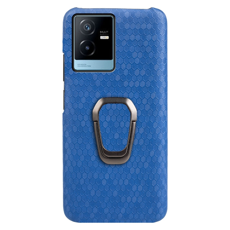 For vivo T2X 5G Ring Holder Honeycomb PU Phone Case