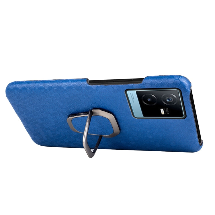 For vivo T2X 5G Ring Holder Honeycomb PU Phone Case