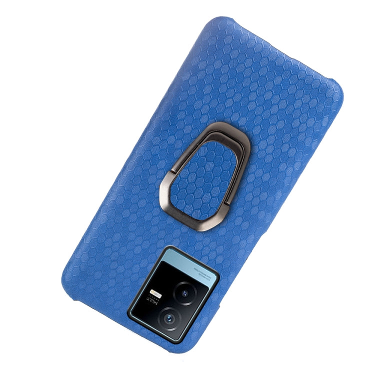 For vivo T2X 5G Ring Holder Honeycomb PU Phone Case
