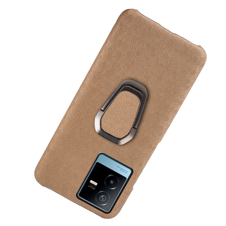 For vivo T2X 5G Ring Holder Honeycomb PU Phone Case