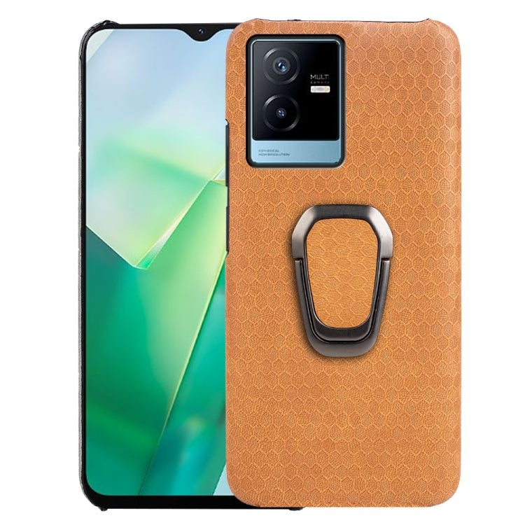 For vivo T2X 5G Ring Holder Honeycomb PU Phone Case