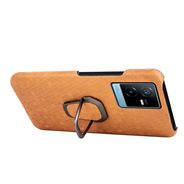 For vivo T2X 5G Ring Holder Honeycomb PU Phone Case