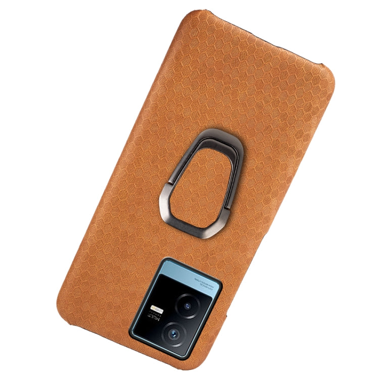 For vivo T2X 5G Ring Holder Honeycomb PU Phone Case