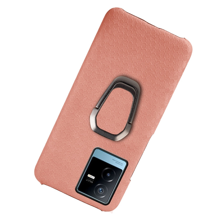 For vivo T2X 5G Ring Holder Honeycomb PU Phone Case