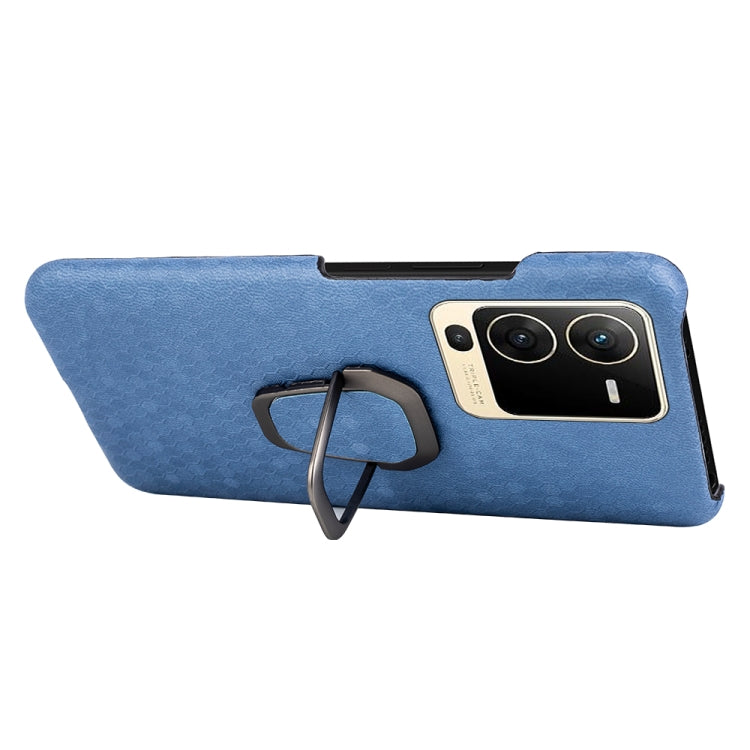 For vivo S15 Ring Holder Honeycomb PU Phone Case