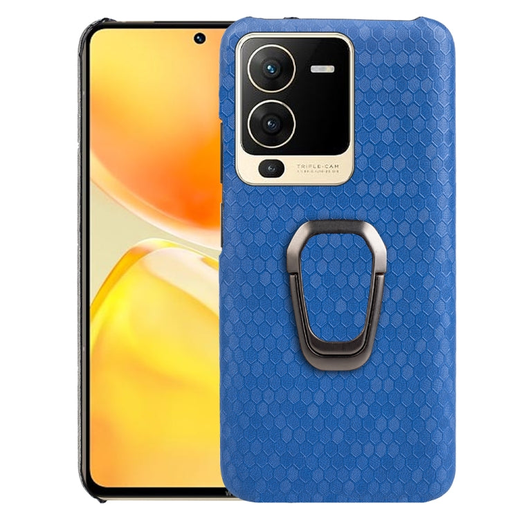 For vivo S15 Ring Holder Honeycomb PU Phone Case