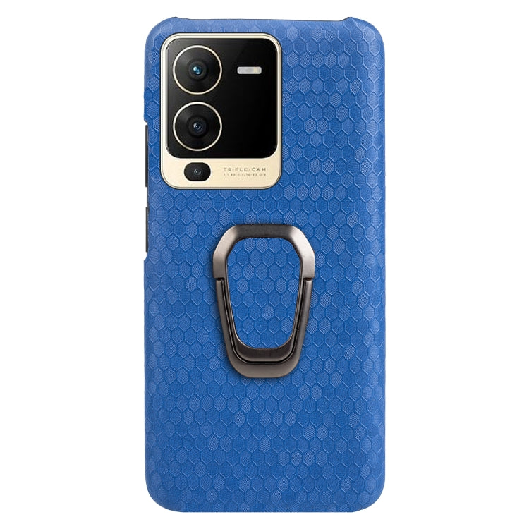 For vivo S15 Ring Holder Honeycomb PU Phone Case