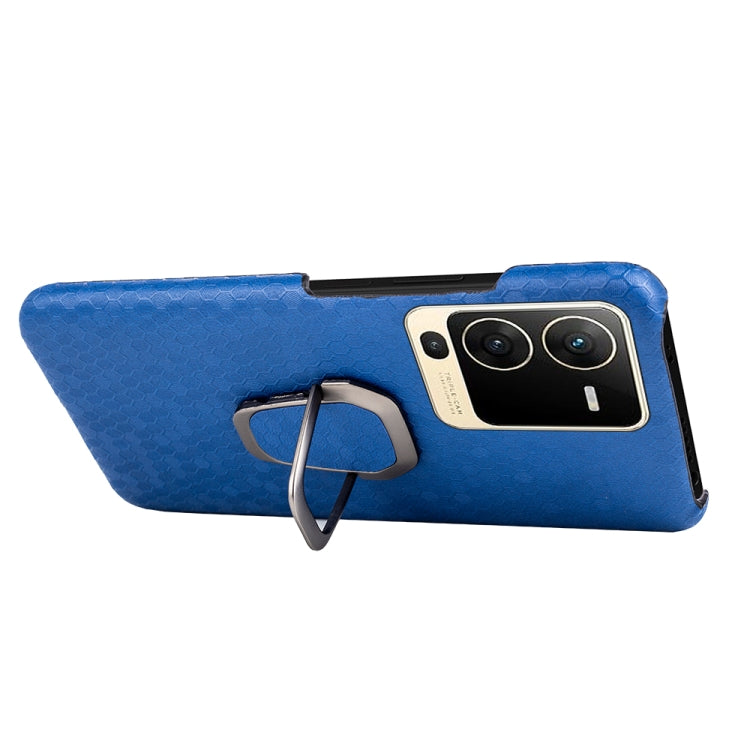 For vivo S15 Ring Holder Honeycomb PU Phone Case
