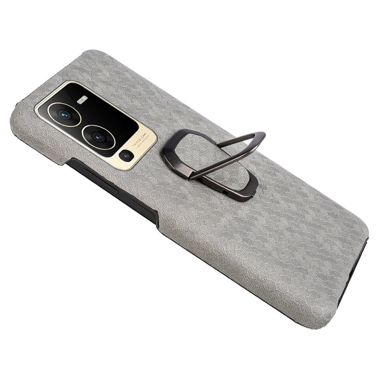 For vivo S15 Ring Holder Honeycomb PU Phone Case