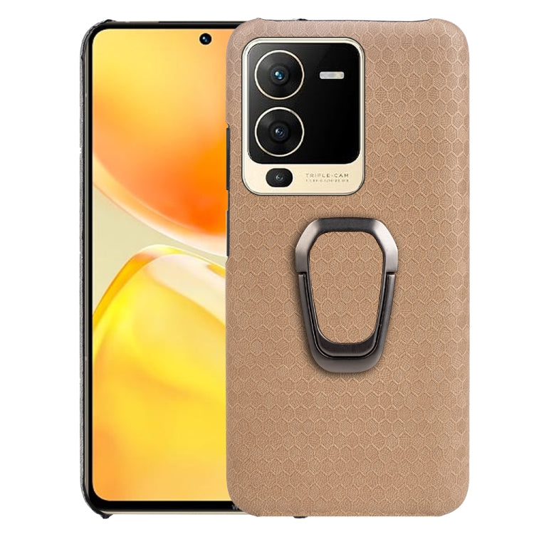 For vivo S15 Ring Holder Honeycomb PU Phone Case
