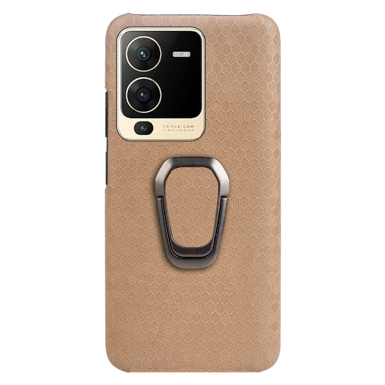 For vivo S15 Ring Holder Honeycomb PU Phone Case