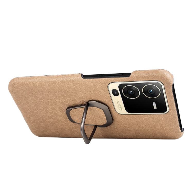 For vivo S15 Ring Holder Honeycomb PU Phone Case