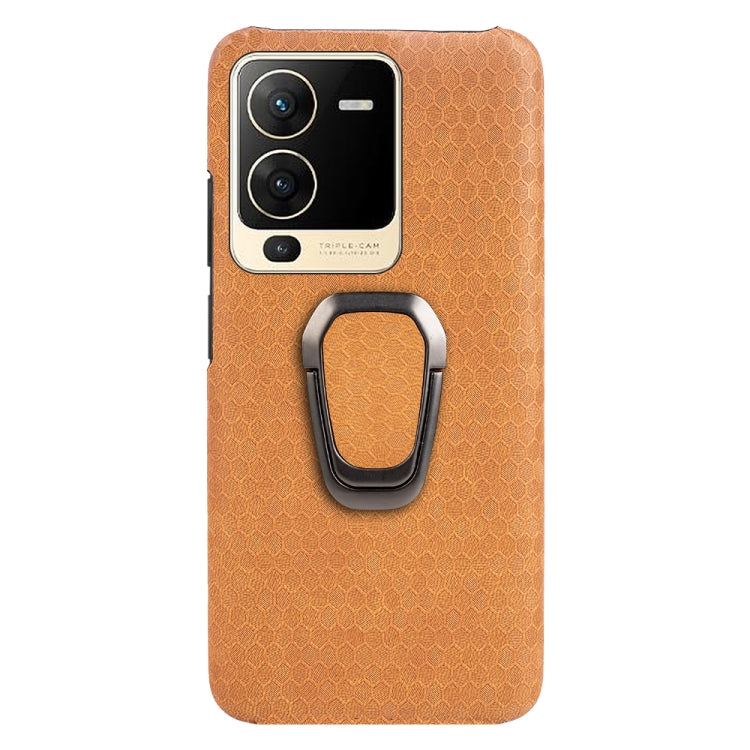 For vivo S15 Ring Holder Honeycomb PU Phone Case