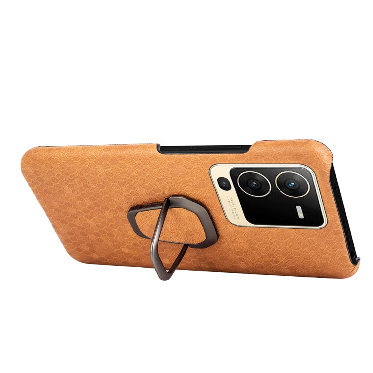 For vivo S15 Ring Holder Honeycomb PU Phone Case