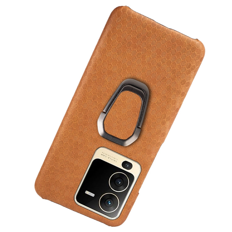 For vivo S15 Ring Holder Honeycomb PU Phone Case