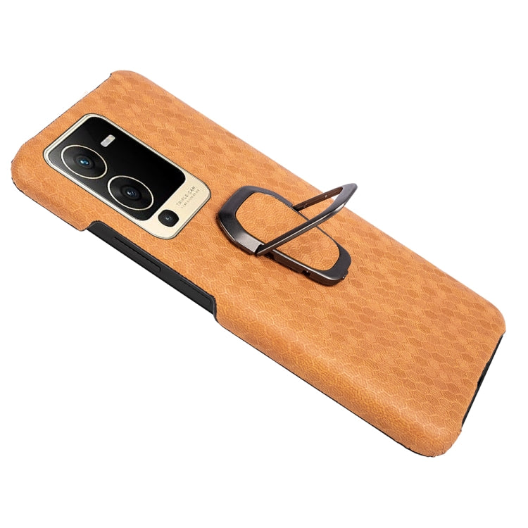 For vivo S15 Ring Holder Honeycomb PU Phone Case
