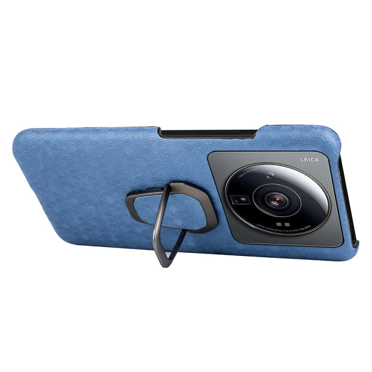 For Xiaomi 12S Ultra Ring Holder Honeycomb PU Phone Case