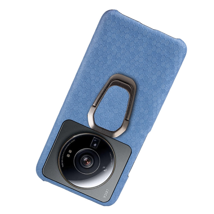 For Xiaomi 12S Ultra Ring Holder Honeycomb PU Phone Case