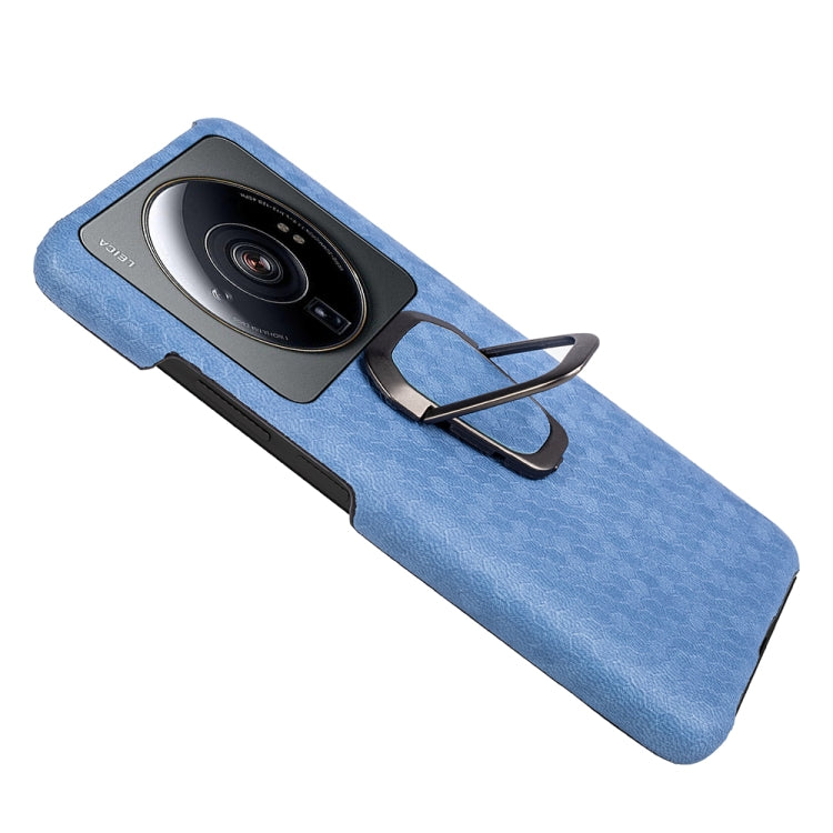 For Xiaomi 12S Ultra Ring Holder Honeycomb PU Phone Case