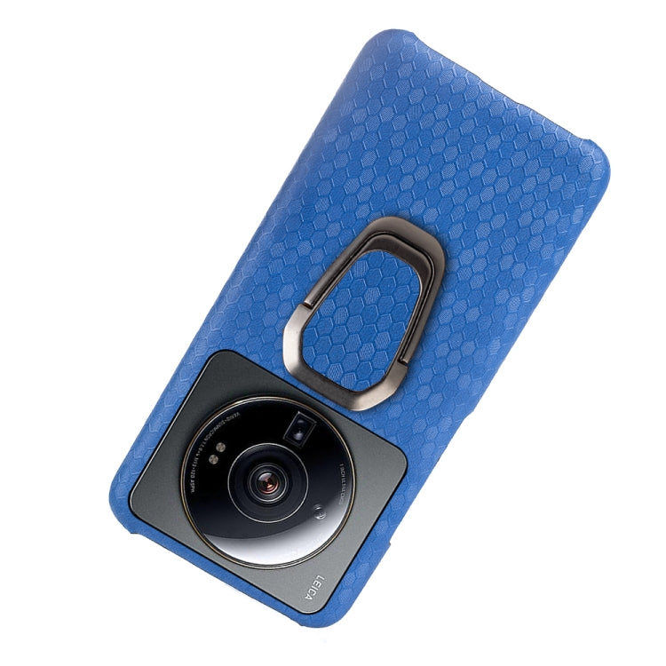 For Xiaomi 12S Ultra Ring Holder Honeycomb PU Phone Case