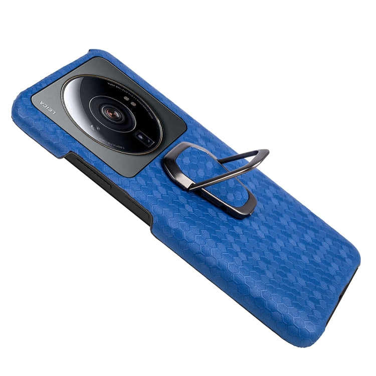 For Xiaomi 12S Ultra Ring Holder Honeycomb PU Phone Case