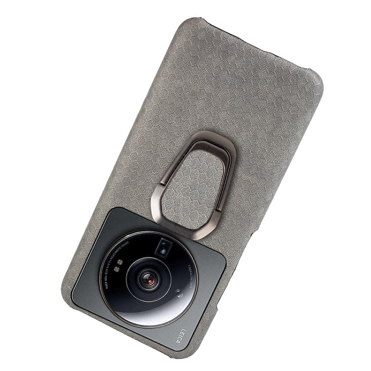 For Xiaomi 12S Ultra Ring Holder Honeycomb PU Phone Case