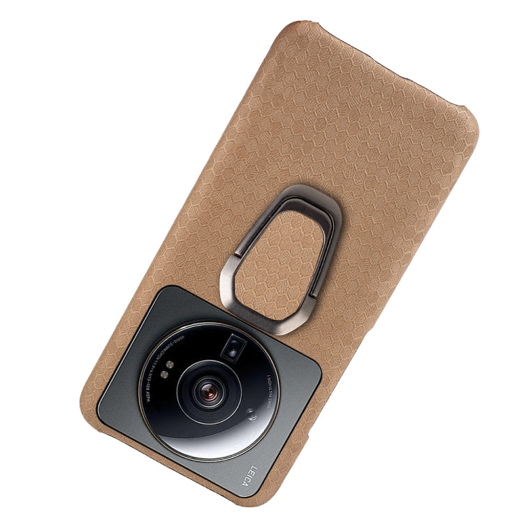 For Xiaomi 12S Ultra Ring Holder Honeycomb PU Phone Case