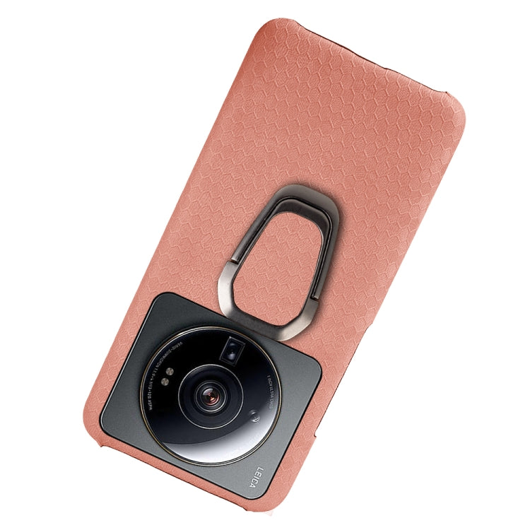For Xiaomi 12S Ultra Ring Holder Honeycomb PU Phone Case