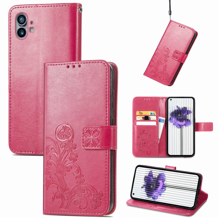 For Nothing Phone 1 Four-leaf Clasp Embossed Buckle Leather Phone Case