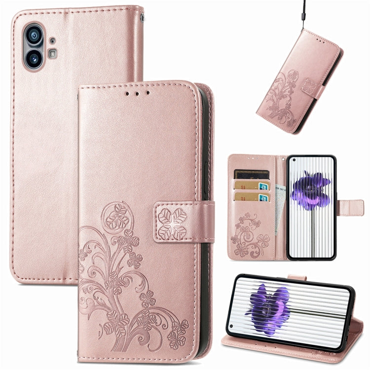 For Nothing Phone 1 Four-leaf Clasp Embossed Buckle Leather Phone Case