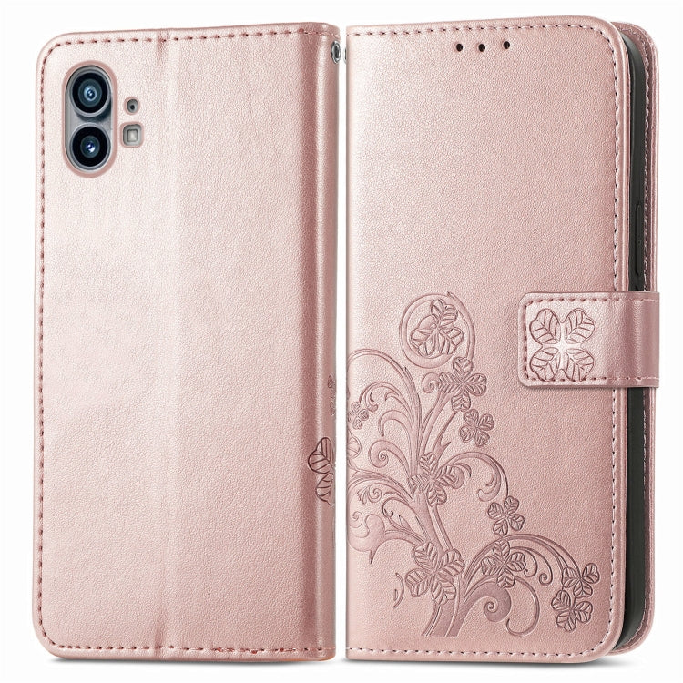 For Nothing Phone 1 Four-leaf Clasp Embossed Buckle Leather Phone Case