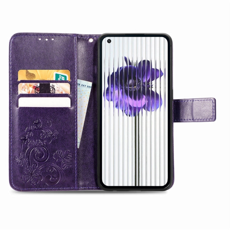 For Nothing Phone 1 Four-leaf Clasp Embossed Buckle Leather Phone Case