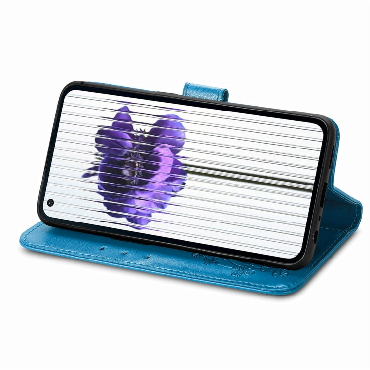 For Nothing Phone 1 Four-leaf Clasp Embossed Buckle Leather Phone Case