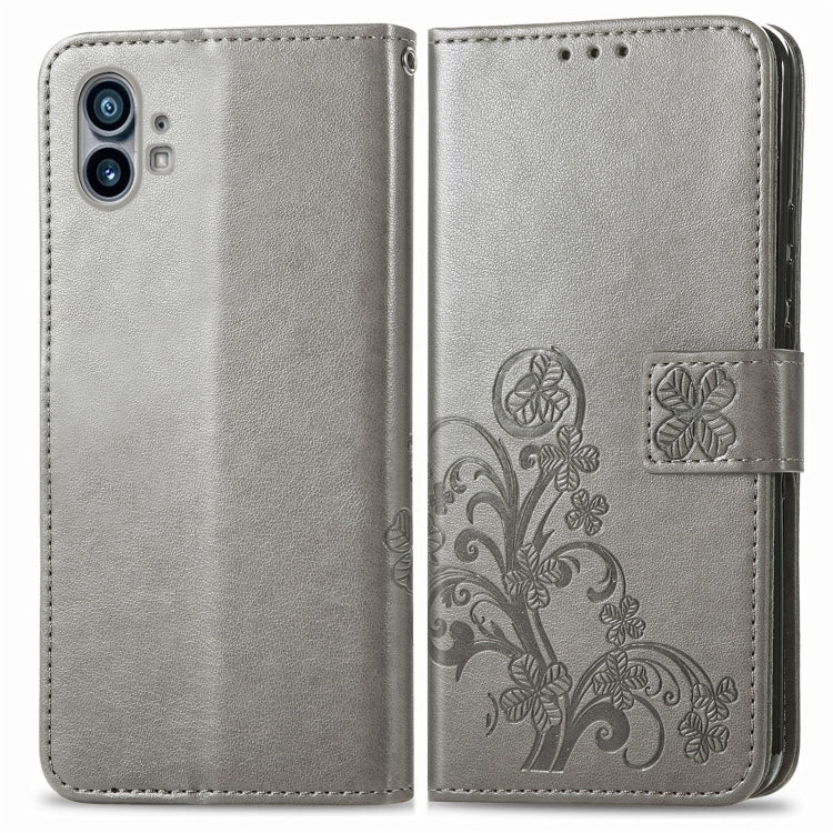 For Nothing Phone 1 Four-leaf Clasp Embossed Buckle Leather Phone Case
